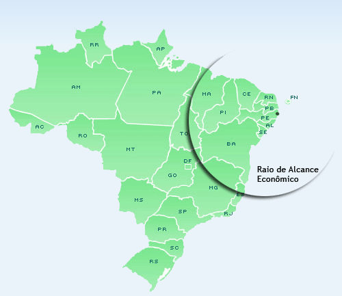 Mapa do Brasil - Raio de Alcante Econmico